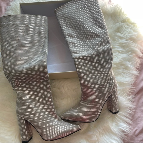 Amazon Shoes - Silver bling knee high boots